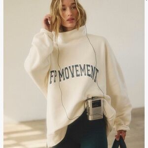 FP Movement Victory Sweatshirt ONLY!! Cream Sweatshirt with hunter green writing